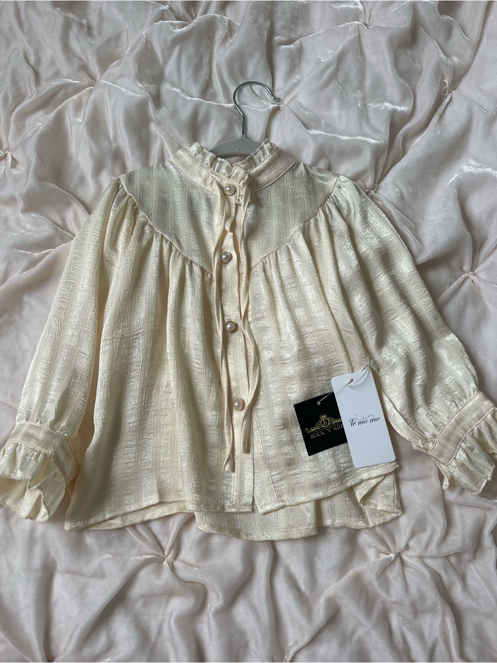 Kids Cream Ruffle-Yoke Blouse - To Me Me